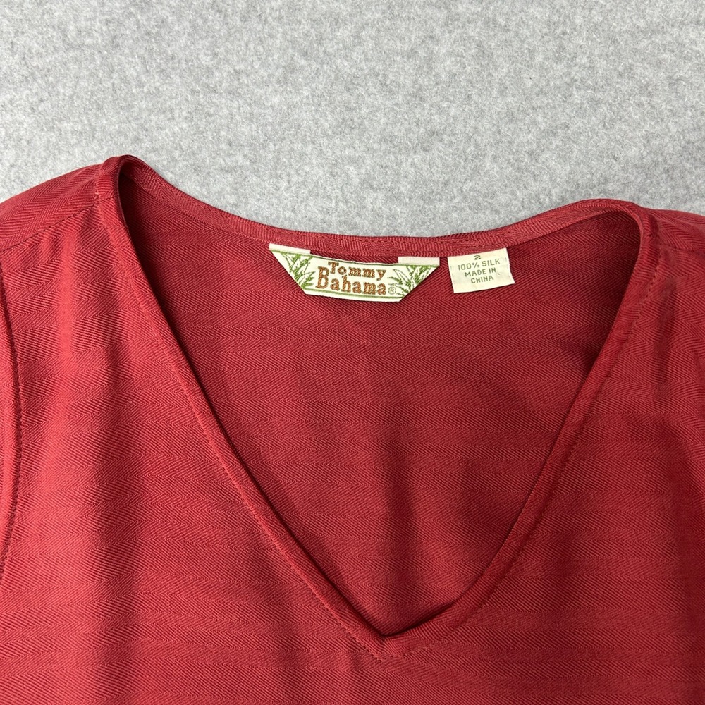 Tommy Bahama Womens Size 2 Red 100% Silk Wrap Tie Front Sleeveless Maxi Dress - Picture 2 of 16